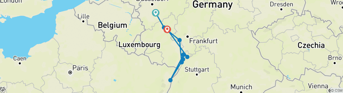 Image d'une carte montrant l'itinéraire du circuit