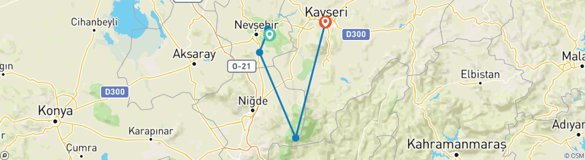 Image d'une carte montrant l'itinéraire du circuit