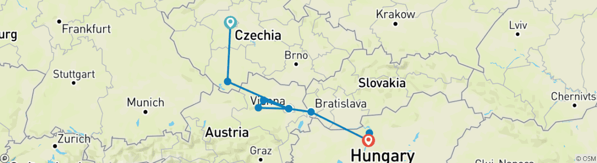 Karte mit der Reiseroute