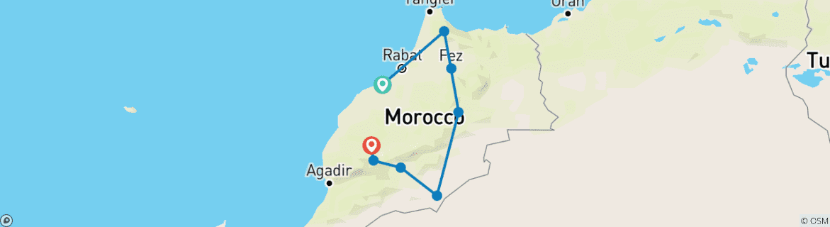 Image d'une carte montrant l'itinéraire du circuit