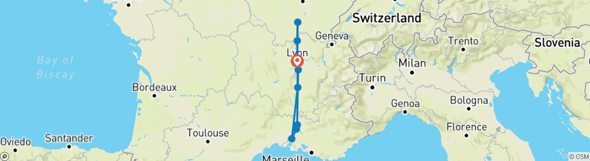 Image d'une carte montrant l'itinéraire du circuit