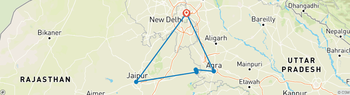 Image d'une carte montrant l'itinéraire du circuit