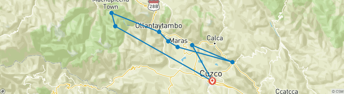 Image d'une carte montrant l'itinéraire du circuit