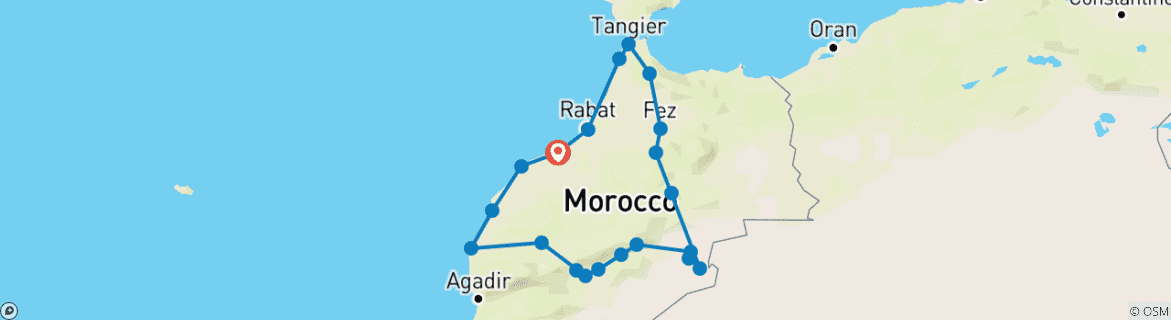 Image d'une carte montrant l'itinéraire du circuit