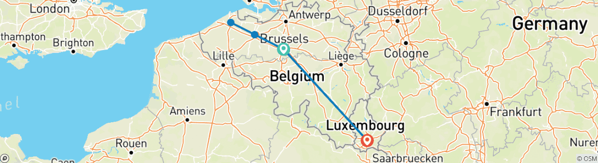 Image d'une carte montrant l'itinéraire du circuit