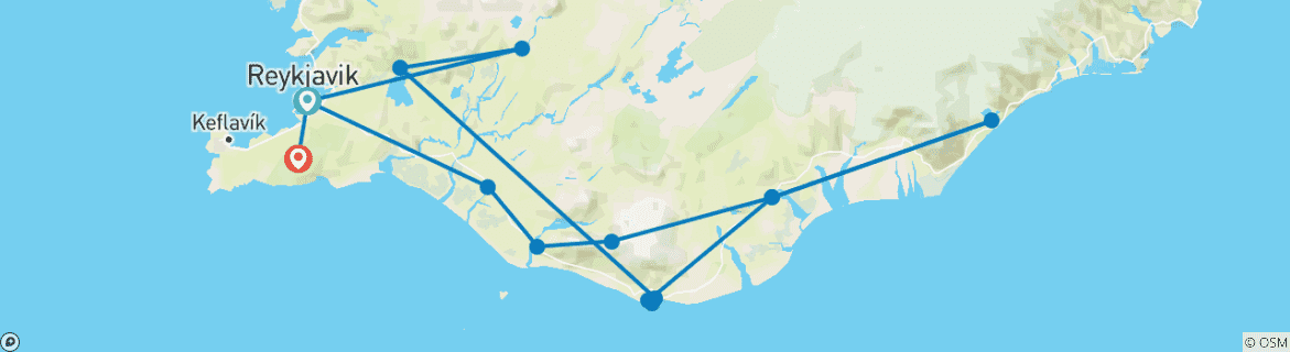 Image d'une carte montrant l'itinéraire du circuit