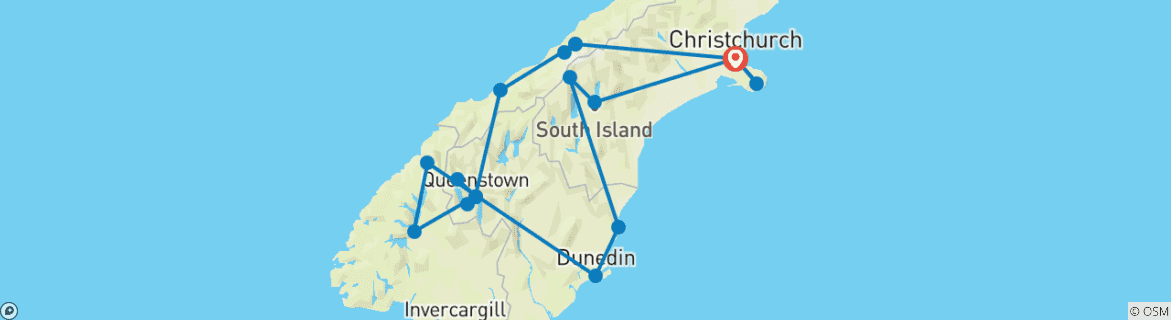 Image d'une carte montrant l'itinéraire du circuit