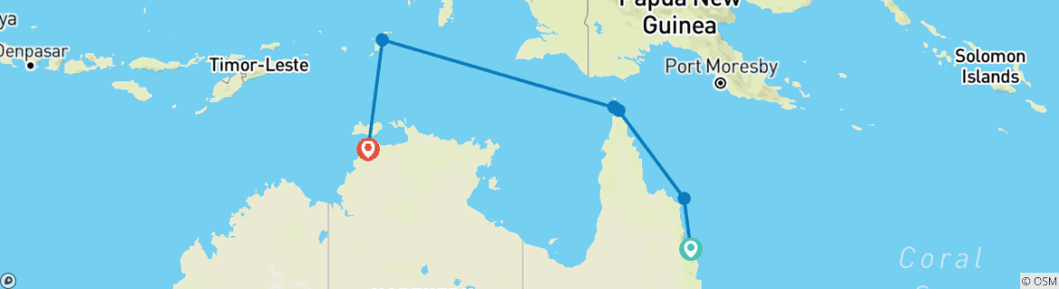 Image d'une carte montrant l'itinéraire du circuit