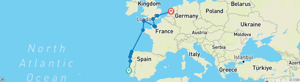 Image d'une carte montrant l'itinéraire du circuit