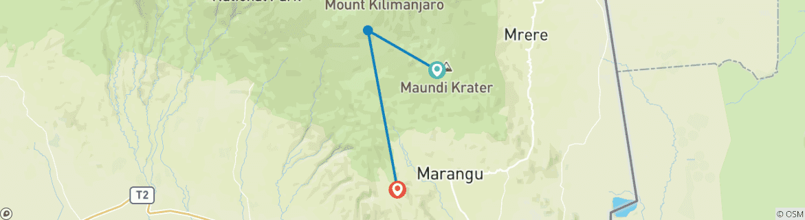 Karte mit der Reiseroute
