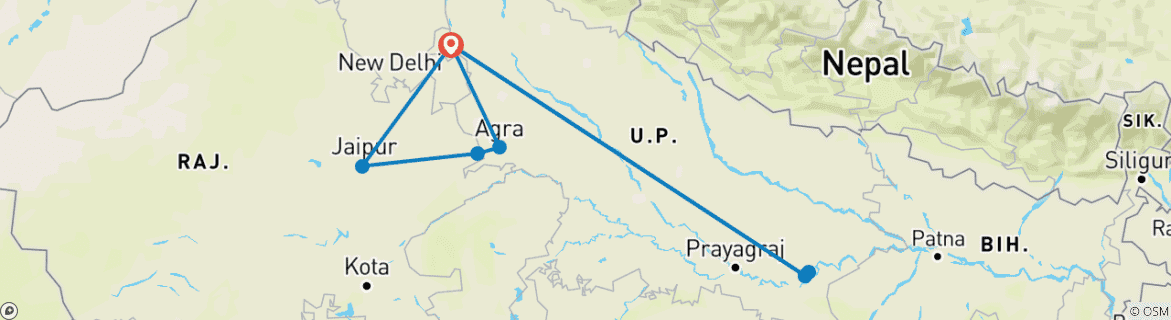 Mapa de Patrimonio icónico de la India y experiencia espiritual en Benarés