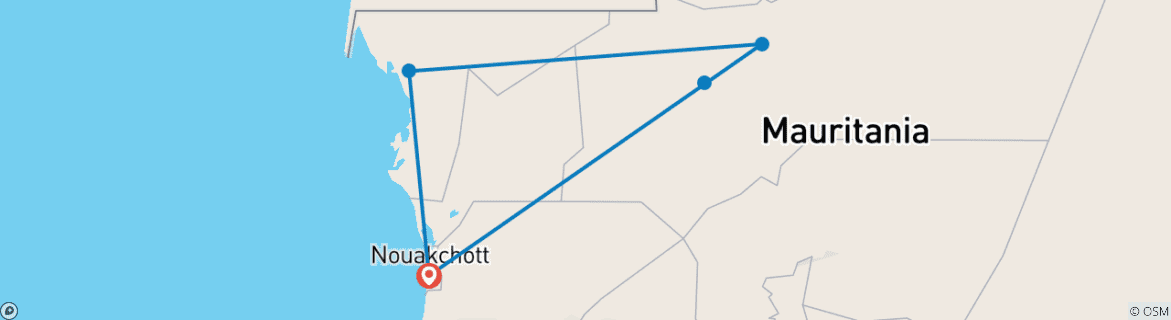Image d'une carte montrant l'itinéraire du circuit