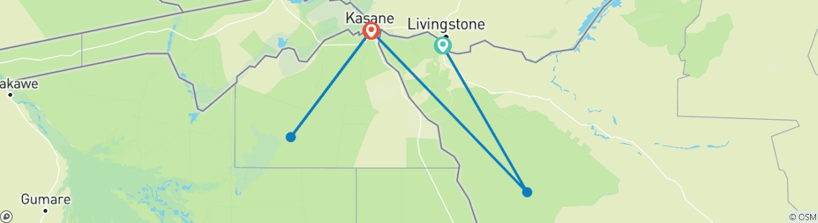 Karte mit der Reiseroute