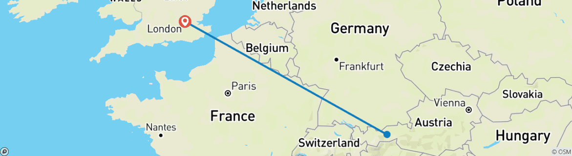 Image d'une carte montrant l'itinéraire du circuit