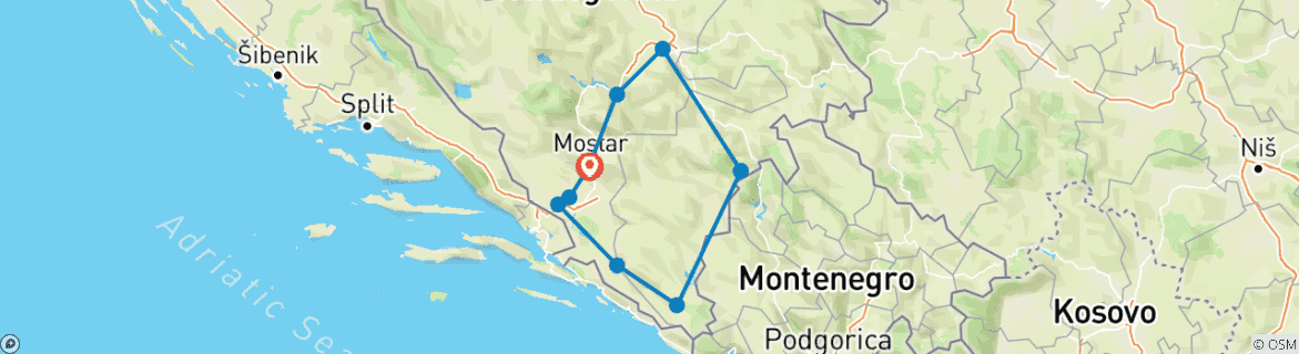 Image d'une carte montrant l'itinéraire du circuit