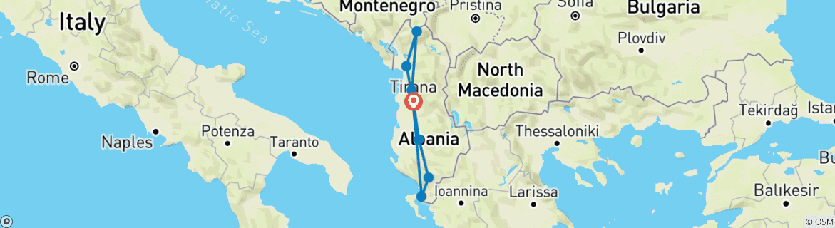 Image d'une carte montrant l'itinéraire du circuit