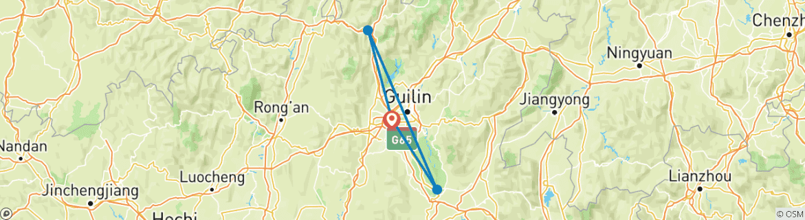 Image d'une carte montrant l'itinéraire du circuit
