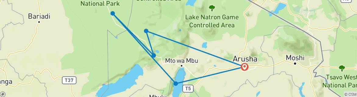 Image d'une carte montrant l'itinéraire du circuit