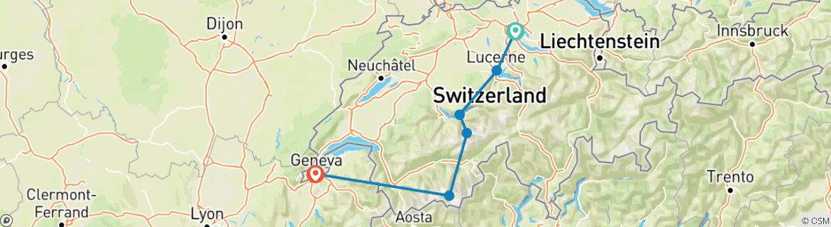 Image d'une carte montrant l'itinéraire du circuit