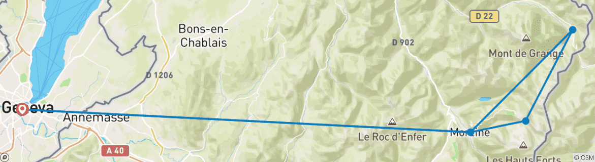 Karte mit der Reiseroute