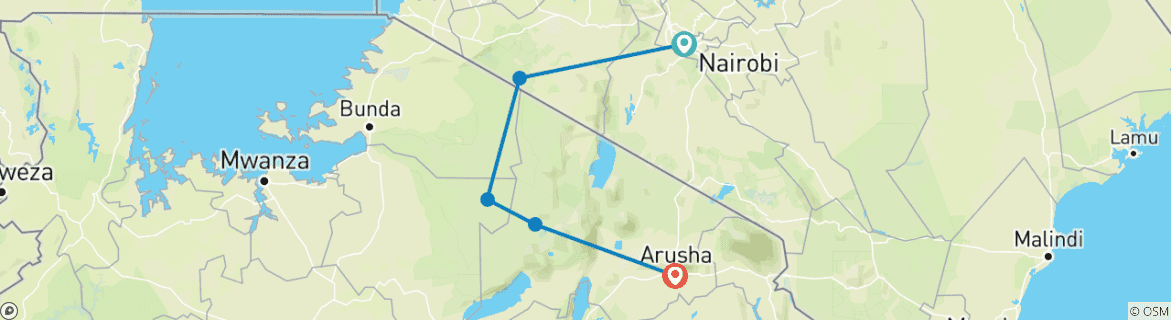 Image d'une carte montrant l'itinéraire du circuit