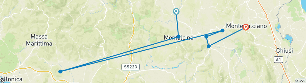 Carte du circuit Italie : Val d'Orcia en E-Bike & Vins de Toscane ???????? en 3 JOURS