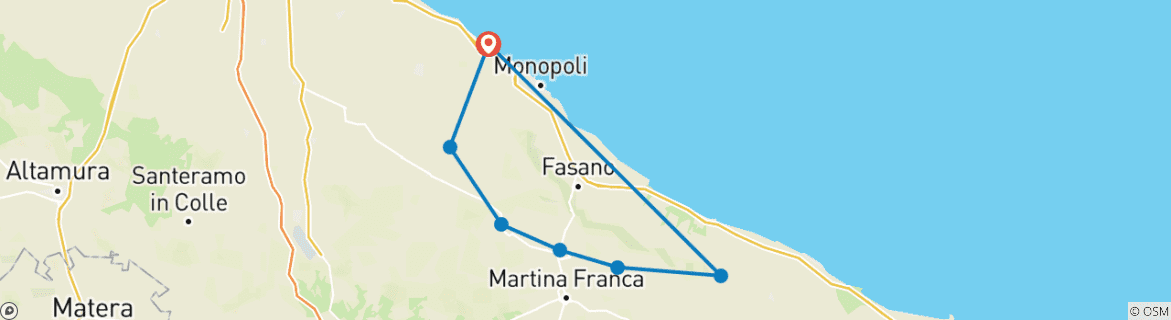 Image d'une carte montrant l'itinéraire du circuit