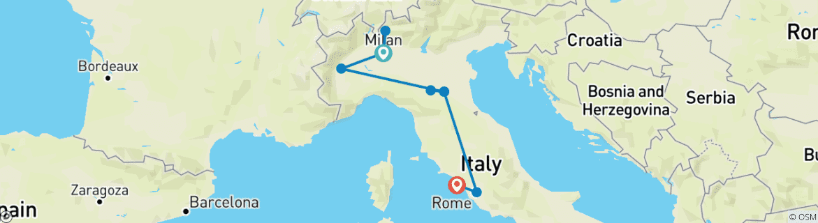 Image d'une carte montrant l'itinéraire du circuit