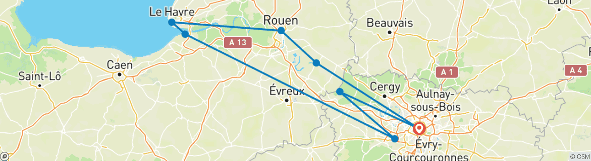 Image d'une carte montrant l'itinéraire du circuit