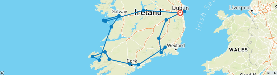 Image d'une carte montrant l'itinéraire du circuit