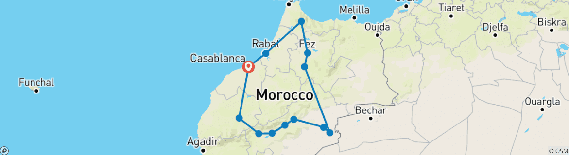 Image d'une carte montrant l'itinéraire du circuit