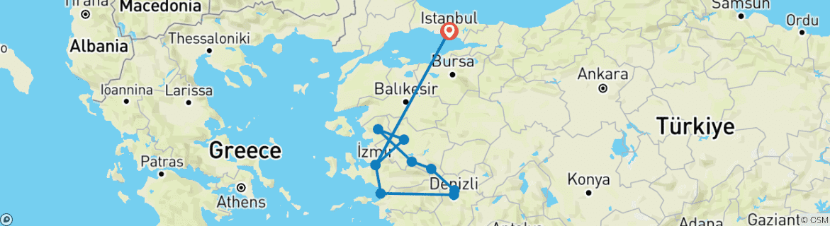 Image d'une carte montrant l'itinéraire du circuit