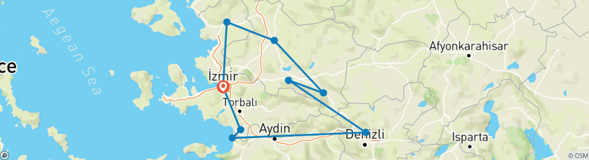 Image d'une carte montrant l'itinéraire du circuit