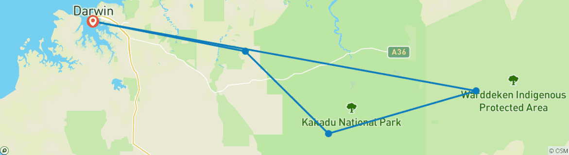 Image d'une carte montrant l'itinéraire du circuit