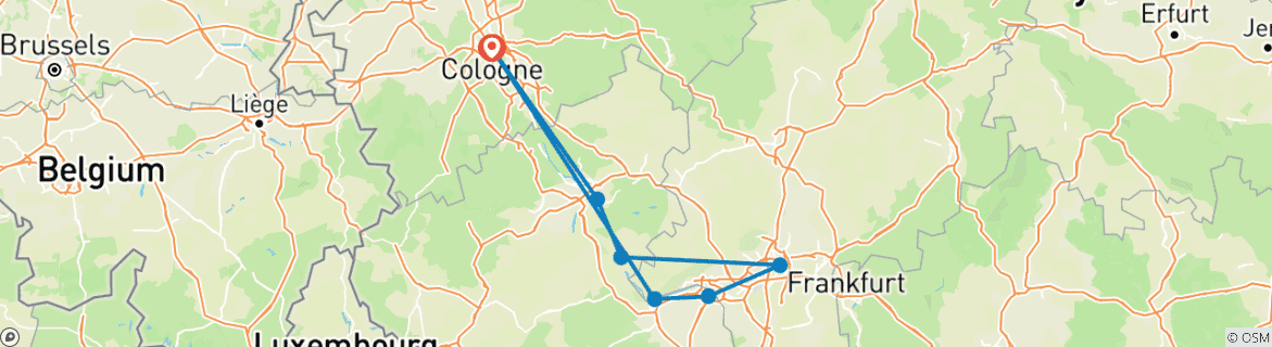Image d'une carte montrant l'itinéraire du circuit