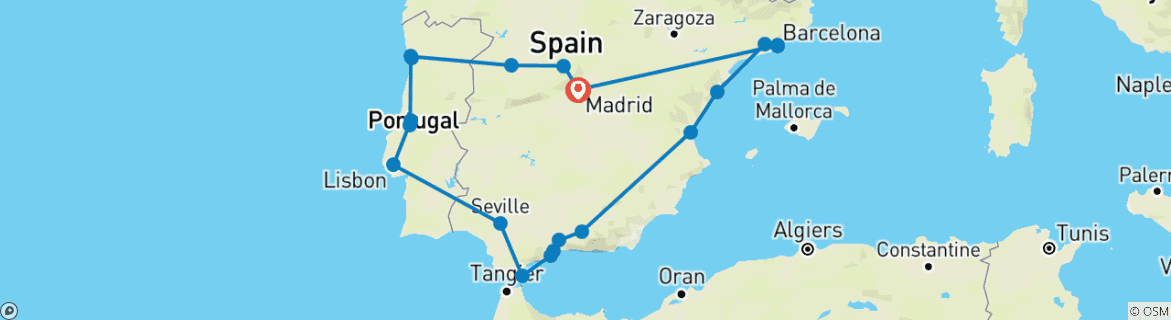 Image d'une carte montrant l'itinéraire du circuit