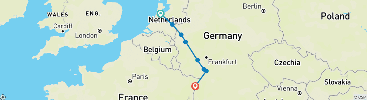 Image d'une carte montrant l'itinéraire du circuit
