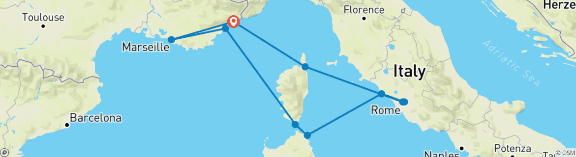 Image d'une carte montrant l'itinéraire du circuit