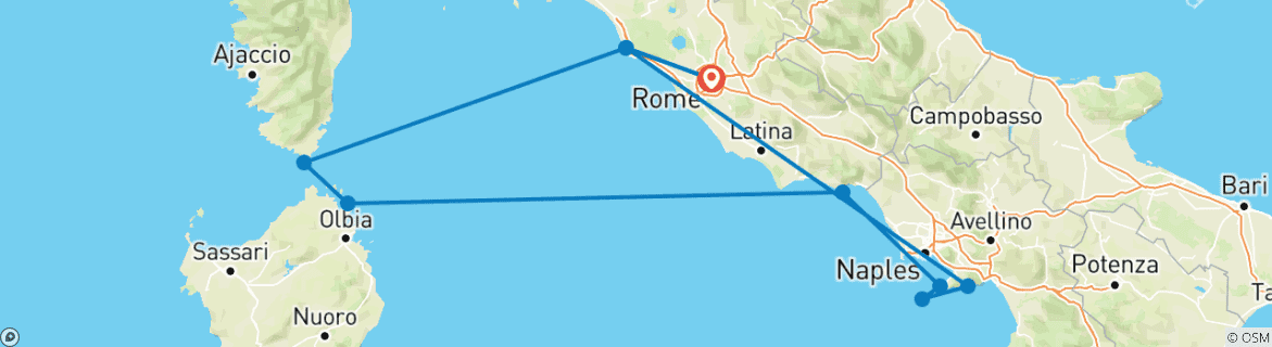 Image d'une carte montrant l'itinéraire du circuit