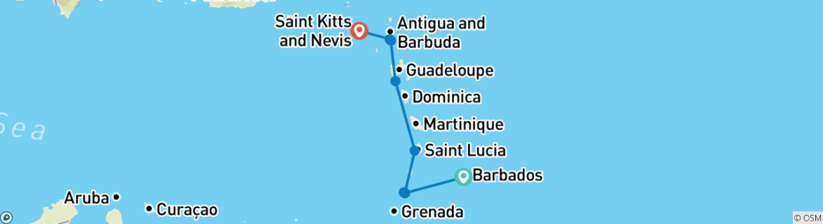 Image d'une carte montrant l'itinéraire du circuit
