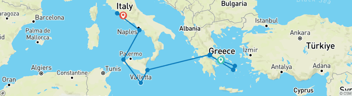 Image d'une carte montrant l'itinéraire du circuit