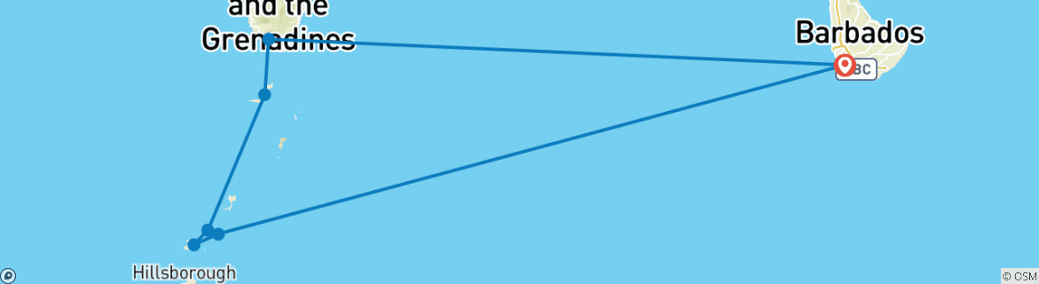 Image d'une carte montrant l'itinéraire du circuit
