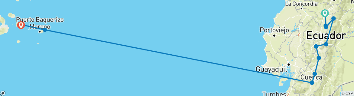 Karte mit der Reiseroute