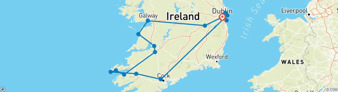 Image d'une carte montrant l'itinéraire du circuit