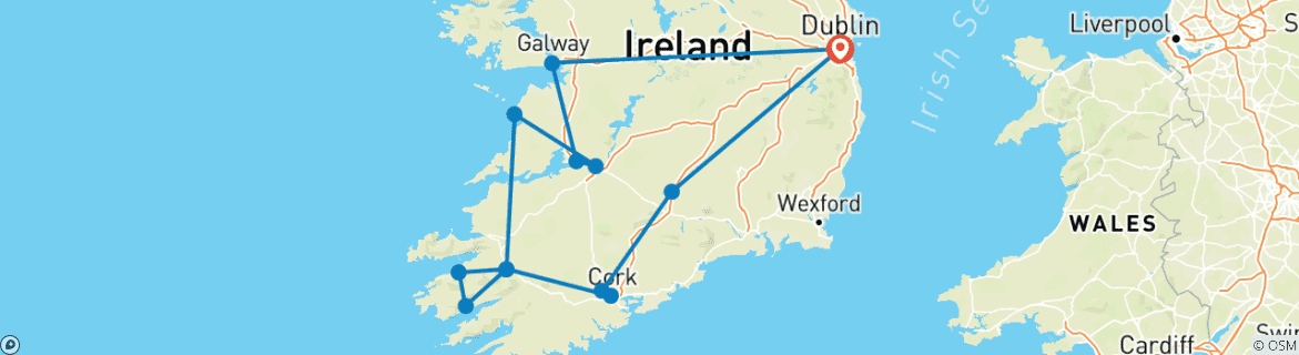Image d'une carte montrant l'itinéraire du circuit