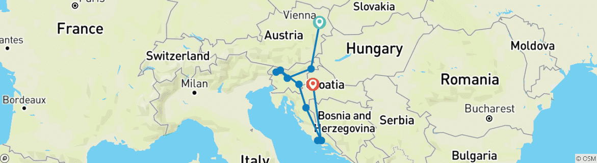 Image d'une carte montrant l'itinéraire du circuit