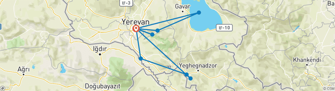 Image d'une carte montrant l'itinéraire du circuit