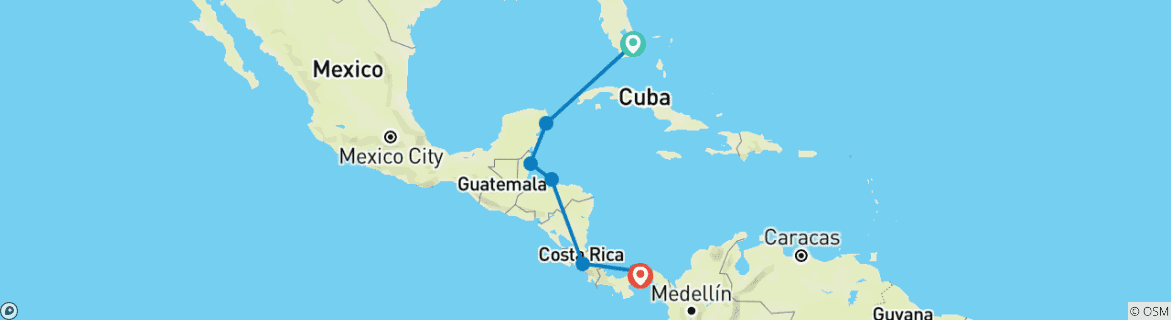 Image d'une carte montrant l'itinéraire du circuit
