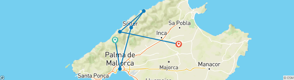 Carte du circuit Majorque autrement : 5 jours de liberté absolue