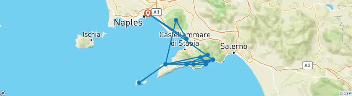 Image d'une carte montrant l'itinéraire du circuit